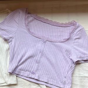 Ribbed Purple Laced Top